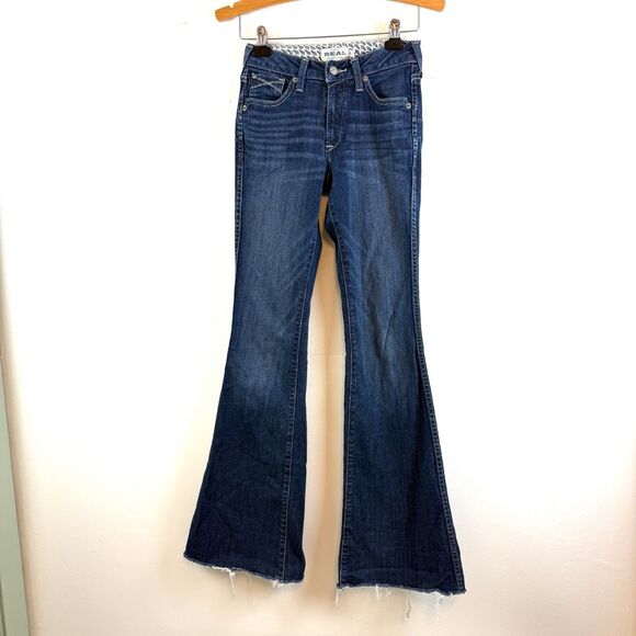 Ariat Denim - Ariat Denim High Rise Flare Jeans Womens Size 25 LONG Blue Cowgirl Western Rodeo